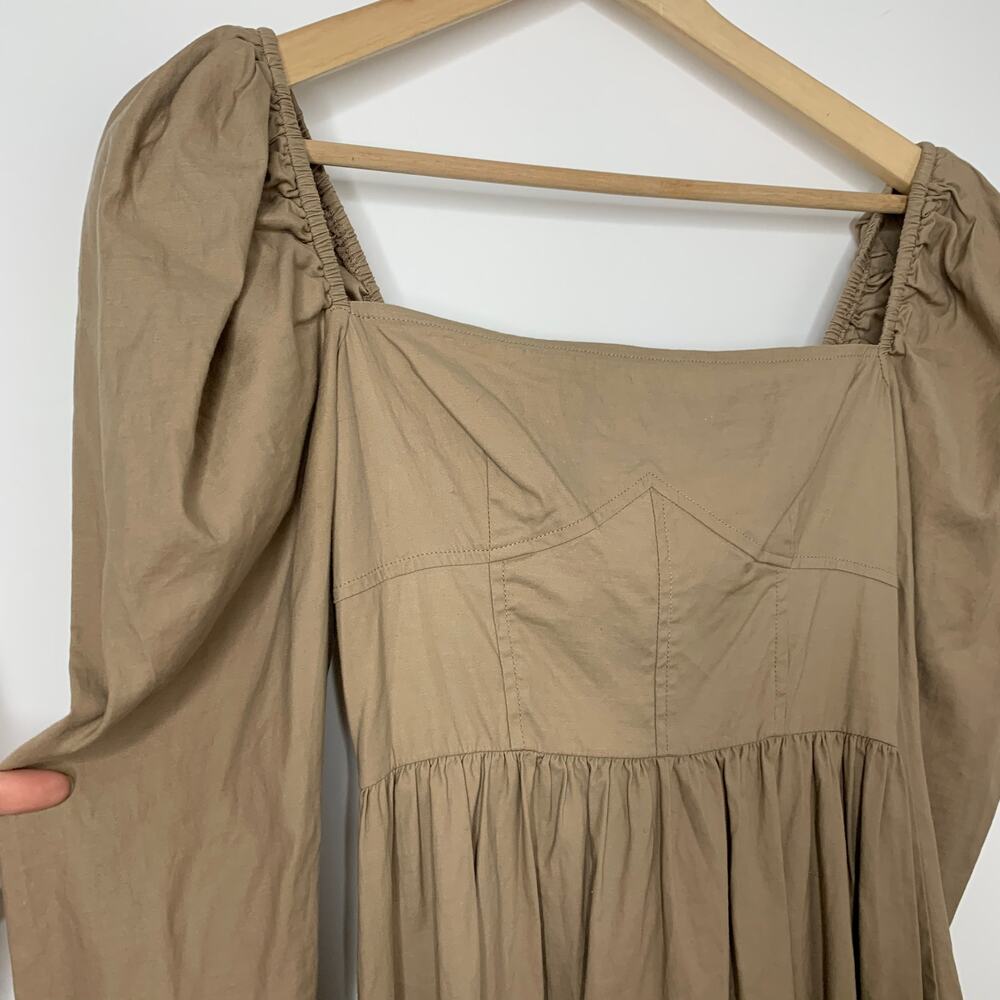 Reformation Luce Long Sleeve Stretch Khaki Midi Dress Womens 0 - Picture 8 of 16